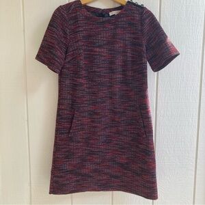 LOFT Red and Black Textured Dress Size Small